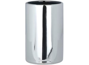 4008838198933 - Zahnputz Becher Halter Zahnpasta Bürsten Keramik Chrom polaris Chrome Bad - silber glänzend - Wenko