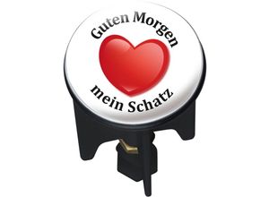 4008838207192 - WENKO Waschbeckenstöpsel Pluggy® Guten Morgen für alle handelsüblichen Abflüsse Mehrfarbig Kunststoff mehrfarbig  Messing chrom - mehrfarbig