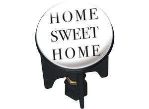 4008838207567 - Waschbeckenstöpsel Pluggy® Home sweet Home für alle handelsüblichen Abflüsse Schwarz Kunststoff mehrfarbig  Messing chrom - schwarz - Wenko