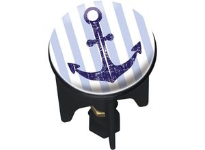 4008838221303 - WENKO Waschbeckenstöpsel Pluggy® Sailor für alle handelsüblichen Abflüsse Mehrfarbig Kunststoff mehrfarbig  Messing chrom - mehrfarbig