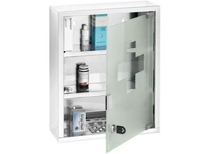 4008838238905 - Medikamentenschrank Edelstahl 30 x 40 cm glänzend Silber glänzend Edelstahl rostfrei glänzend Glas satiniert - silber glänzend - Wenko