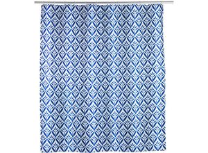 4008838265079 - WENKO Duschvorhang Lorca Textil (Polyester) 180 x 200 cm waschbar Blau Polyester mehrfarbig - blau