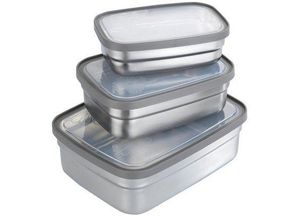 4008838319871 - Lunchbox HEINE HOME grau (edelstahl) B135+155+19cm H4+5+6cm Edelstahl Metall Kunststoff Lebensmittelaufbewahrungsbehälter