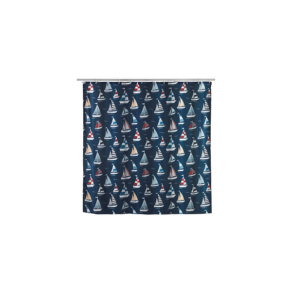 4008838326688 - Duschvorhang Regatta Textil (Polyester) 180 x 200 cm waschbar Blau Polyester mehrfarbig - blau - Wenko