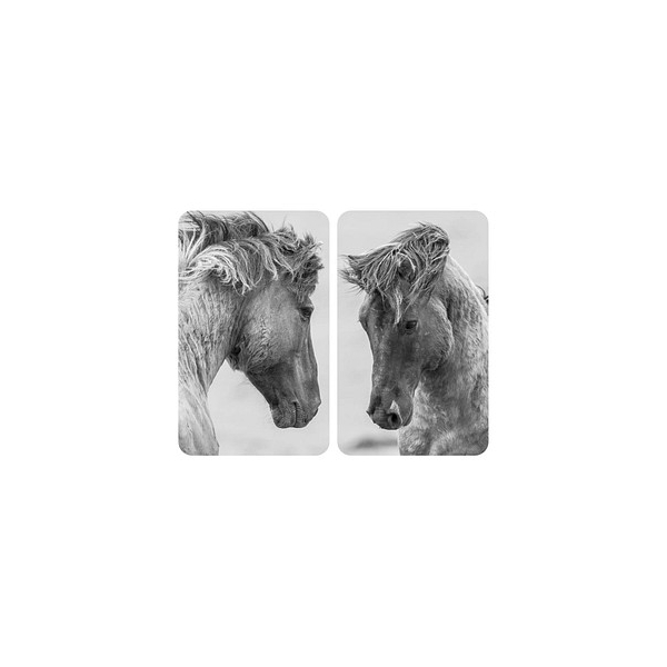 4008838333105 - Herd-Abdeckplatte WENKO Horses Herdabdeckplatten bunt (bunt grau) Küchenaccessoires für alle Herdarten