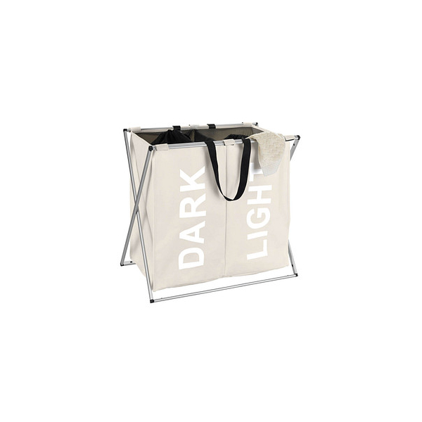 4008838344262 - Wäschesammler Duo Beige Wäschekorb 120 l Beige Polyester beige Polyester schwarz Aluminium aluminium - beige - Wenko