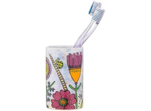 4008838364437 - Zahnputzbecher Halter Zahnbürstenhalter Badbecher Zahnpasta Full Bloom - blau - Wenko