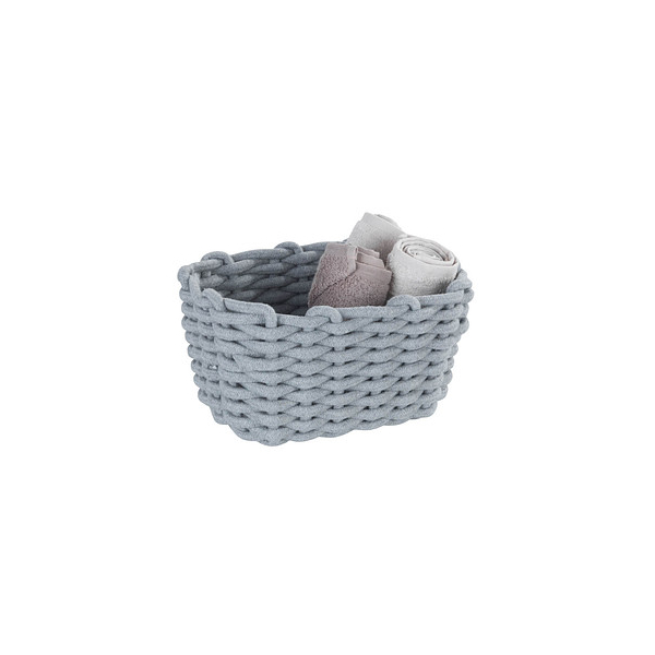 4008838373958 - Aufbewahrungskorb WENKO Tia Aufbewahrungsboxen Gr B H T 25 cm x 18 cm x 15 cm grau Körbe aus gestrickter Baumwollschnur