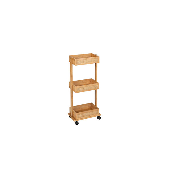 4008838382622 - Badregal WENKO Allegre beige (natur) Regale B H T 185cm x 715cm x 32cm Bambus Wagen aus Bambus und Rattan B185cm H715cm T32cm