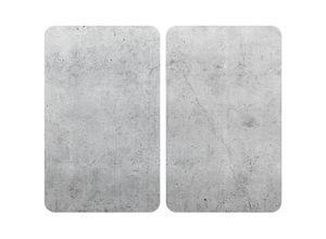 4008838382653 - Herdabdeckplatten Universal Beton 2er Set für alle Herdarten Mehrfarbig Gehärtetes Glas grau Kunststoff (tpe) hellgrau Kunststoff transparent