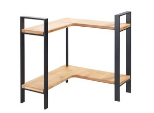 4008838383438 - Küchenregal WENKO Modell Lou schwarz H33cm Bambus Metall Regale 2 Ablagen aus Bambus stehendes Küchen-Eckregal für die Arbeitsplatte