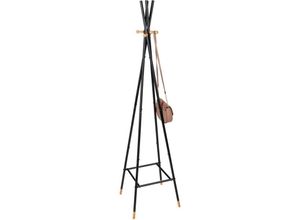 4008838384916 - Metall Standgarderobe mit vier Haken Loft in Schwarz 42 x 170 x 42 cm - Haken und Füße natur Gestell  Schwarz - Wenko