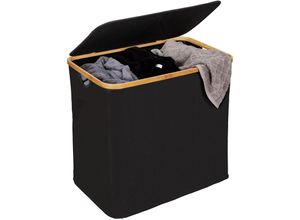 4008838394038 - Bambus Wäschetruhe Trio Ecori in Schwarz 57 x 50 x 37 cm - Rahmen natur Wäschesack Schwarz - Wenko