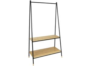 4008838395110 - Metall Standgarderobe Loft in Schwarz 90 x 167 x 42 cm - Schuhablagen natur Gestell  Schwarz - Wenko