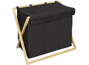 4008838400623 - Bambus Wäschesammler Trio Ecori 69 x 565 x 33 cm - Gestell natur Wäschesack Schwarz Brett natur - Wenko