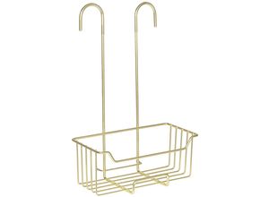 4008838436004 - Duschregal WENKO Modell Milo gold B25cm H36cm T14cm Edelstahl Kunststoff Regale Dusch-Caddy zum Einhängen ohne Bohren Ablage aus rostfreiem Edelstahl