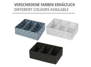 4008838639122 - WENKO Adria Organizer 3 Fächer Praktischer Aufbewahrungskorb mit Griff aus hochwertigem PP-Geflecht Farbe Grau