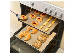 4008838971857 - 2er Set Dauer Back Folie Herd Papier wiederverwendbar Ofen Antihaft 40x33 - braun - Wenko