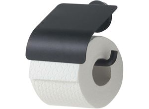 4008911316063 - Urban - Toilettenpapierhalter mit Klappe - Toilettenpapierhalter - Kein Bohren mit TigerFix (separat erhältlich) - Schwarz