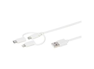 4008928387841 - USB-Ladekabel USB 20 USB-A Stecker USB-C® Stecker Apple Lightning Stecker USB-Micro-B Stecker 100 m Weiß beidseitig verwendbarer Stecker mit