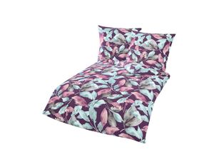 4009023325349 - Thermo-Fleece Bettwäsche - ca 135 x 200 cm Leaves Lila