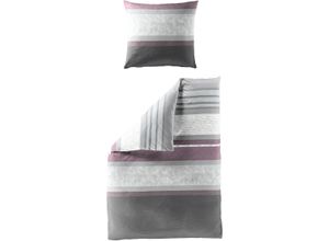 4009023373203 - Bettwäsche BIERBAUM 3950 Gr B L 155 cm x 220 cm 1 St 1 St Biber B L 80 cm x 80 cm rot (fraise) 100 % Baumwolle pflegeleicht kuschelig warm gestreift