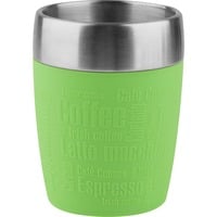 4009049378176 - Travel Cup Thermobecher mit Dreh-Trinkverschluss Attraktive Silikon-Ummantelung mit trendiger Kaffeeprägung Fassungsvermögen 200 ml Farbe Limette