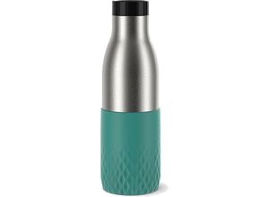 4009049537375 - Trinkflasche Bludrop Sleeve Trinkflaschen Gr 500 ml blau (petrol) Wanderausrüstung EdelstahlSilikon Quick-Press 12h warm24h kühl