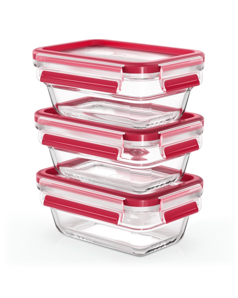 4009049540153 - Frischhaltedose Clip & Close Glas Lebensmittelaufbewahrungsbehälter Gr B H L 118 cm x 7 cm x 168 cm rot Frischhaltedosen 3x045L gefrier- backofen- mikrowellen- und spülmaschinenfest