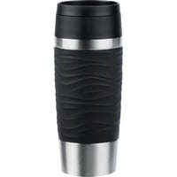 4009049545073 - Thermobecher Travel Mug Classic Wave Trinkgefäße Gr Ø 82 cm x 204 cm 360 ml schwarz Thermobecher und Coffee to go 4h heiß 8h kalt 100% dicht spülmaschinenfest 360-Trinköffnung