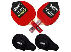 4009197092245 - Tischtennisschläger Set Attack I 2 Tischtennis Schläger und 2 Hüllen für die sichere Aufbewahrung I 4-teiliges wertiges Tischtennis Set I Tischtennissets I Table Tennis Racket