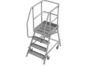 4009199821263 - Podestleiter mit R13-Rutschhemmung mit einseitigem Aufstieg 4 Stufen inkl Plattform KRAUSE