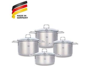 4009209346588 - Topf-Set Hamburg Edelstahl 18 10 (Set 4-tlg je 1 Kochtopf Ø 16 20 24 cm 1 Bratentopf Ø 20 cm mit Deckel) Induktion Made in Germany - Premium Qualität silberfarben