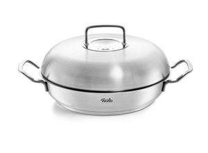 4009209379975 - Servierpfanne FISSLER ORIGINAL-PROFI COLLECTION Servierpfanne mit Hochraumdeckel silber (silberfarben) Ø28cm Pfannen mit breitem Schüttrand Kaltmetallgriffen Made in Germany