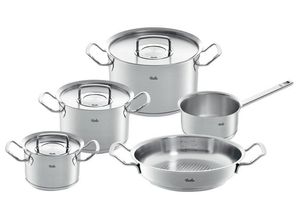 4009209382883 - Topf-Set ORIGINAL-PROFI COLLECTION® Edelstahl-Topfset Edelstahl 18 10 (8-tlg je 1 Kochtopf 16 20 24 cm Stielkasserolle 16 cm Servierpfanne 24 cm) mit breitem Schüttrand Kaltmetallgriffen Made in Germany Induktion silberfarben