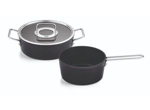 4009209396293 - Topf-Set Adamant® Aluminium (Set 2-tlg Bratentopf mit Deckel Ø 24 cm Stielkasserolle Ø 18cm) Made in Germany schwarz