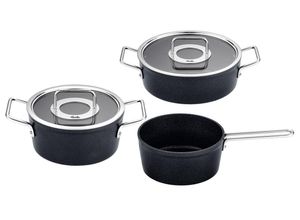 4009209396309 - Topf-Set Adamant® Aluminium (Set 3-tlg Kochtopf 20 + Bratentopf 24 + Stielkasserolle 18cm oD) Made in Germany schwarz