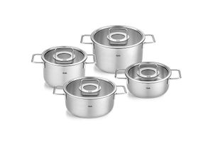 4009209400457 - Topf-Set FISSLER Pure Collection Töpfe silberfarben Topfsets backofengeeignet (bis 180C) superthermic Boden  Made in Germany