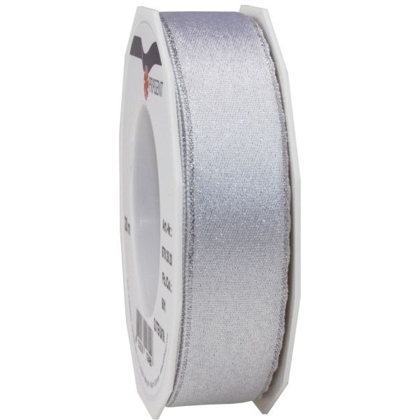 4009236108456 - Geschenkband Zierband Glitter 6792520-601 25mm x 20m satinsilber 4009236108456 20 Meter