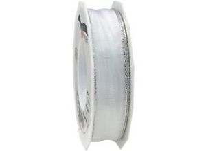 4009236534767 - PRAESENT Seidenband 4722525-701 Weiß Silber 25 mm x 25 m 2 Stück