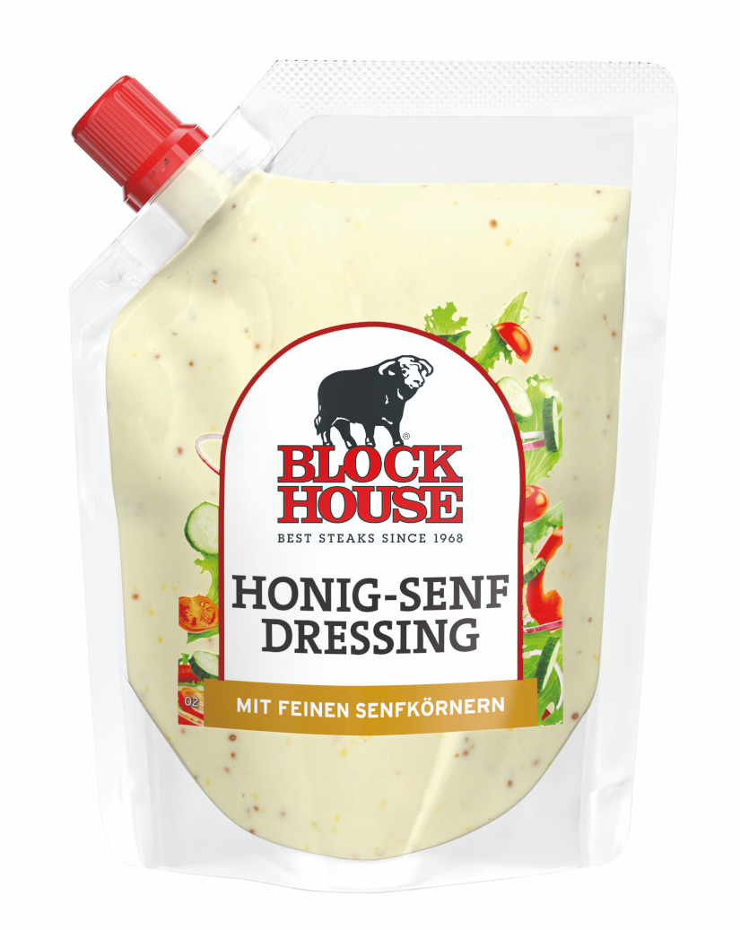 4009286155097 - BLOCK HOUSE Salatdressing HONIG-SENF 250ml Folienbeutel (MHD 02122024)