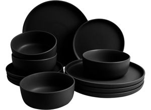 4009290176668 - Tafelservice LEGER HOME BY LENA GERCKE Geschirr-Set Service Belli Geschirr-Sets Gr 12 tlg schwarz runde Form Scandi Style 12 Teile für 4 Personen