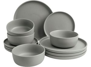 4009290176675 - Tafelservice LEGER HOME BY LENA GERCKE Geschirr-Set Service Belli Geschirr-Sets Gr 12 tlg grau (graugrün) Tafelservice runde Form Scandi Style 12 Teile für 4 Personen