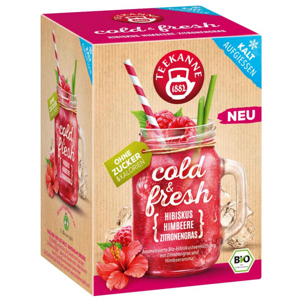 4009300020851 - cold & fresh Hibiskus-Himbeere-Zitronengras Bio-Tee 15 x 275 g 4009300020851 15 Beutel