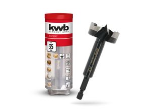 4009317064350 - Forstnerbohrer Ø 35 mm Topfbohrer (für Holz geschmiedeter Bohrkopf Spezialanschliff schnelle ausrissfreie Bohrlöcher 4-seitig geschliffene Zentrierspitze für Akkuschrauber & Bohrmaschinen)