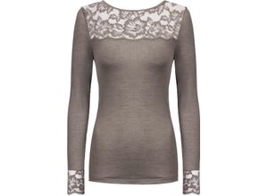 4009602956643 - Langarmshirt florale Spitze uni für Damen grau 36 38