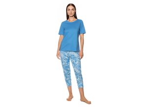 4009602967106 - Ivani Schlafanzug Baumwolle Capri-Länge für Damen blau 40