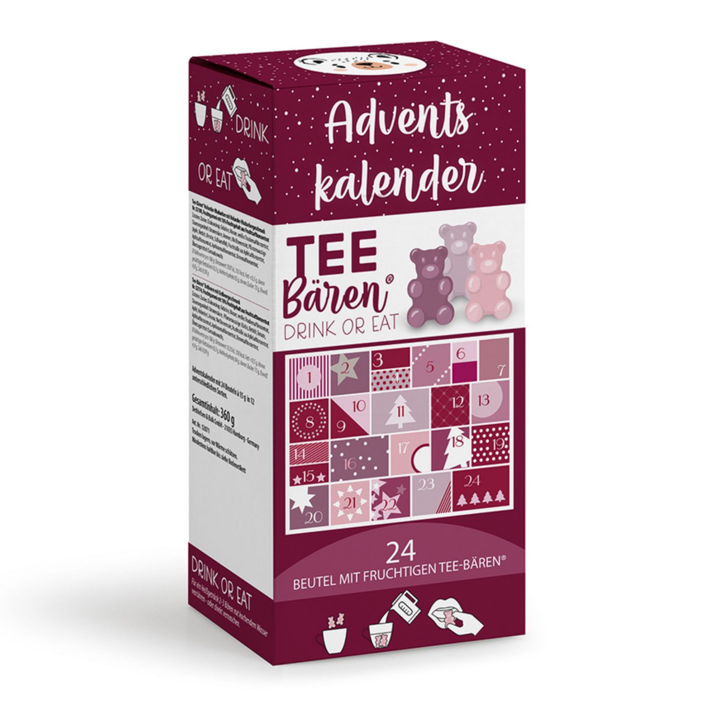 4009636427867 - Tee-Bären® Adventskalender mit fruchtigem Tee zum Trinken und Naschen Winter-Edition