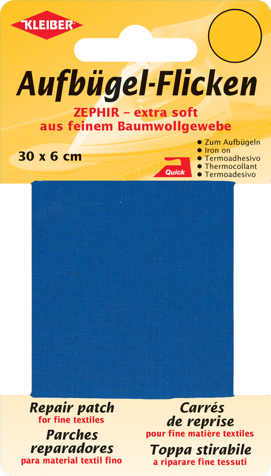 4009691310081 - KLEIBER Zephir-Aufbügel-Flicken 300 x 60 mm mittelblau