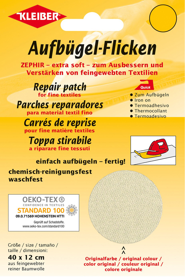 4009691320165 - KLEIBER Zephir-Aufbügel-Flicken 400 x 120 mm creme